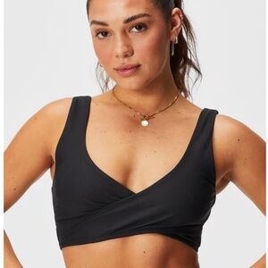 Fabletics Womens Low Impact Crossover Sports Bra Black Stretch Unpadded Sz Small